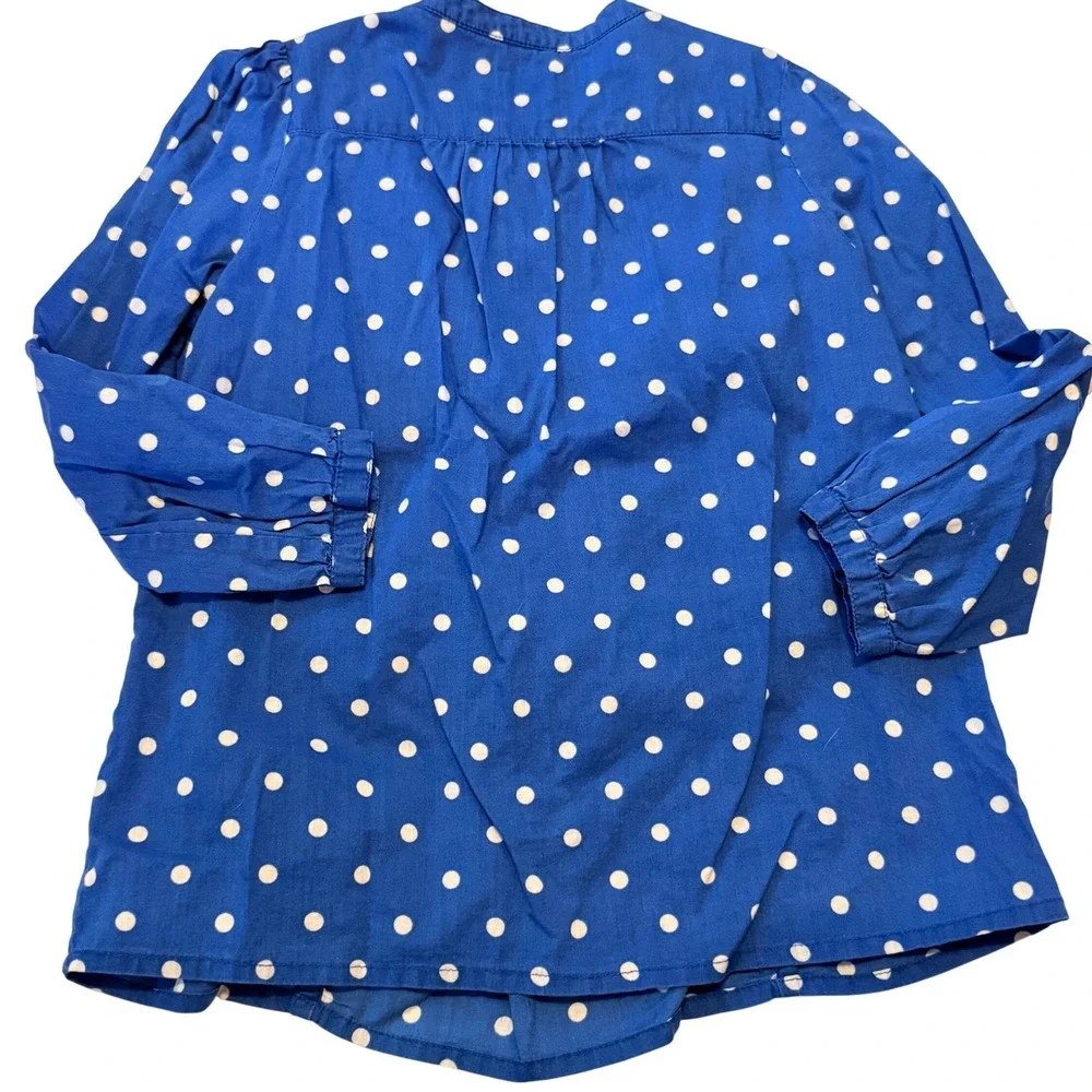 Mini Boden Girls Blue Polka Dot Pintuck Tunic Top 3-4 Preppy School Colorful